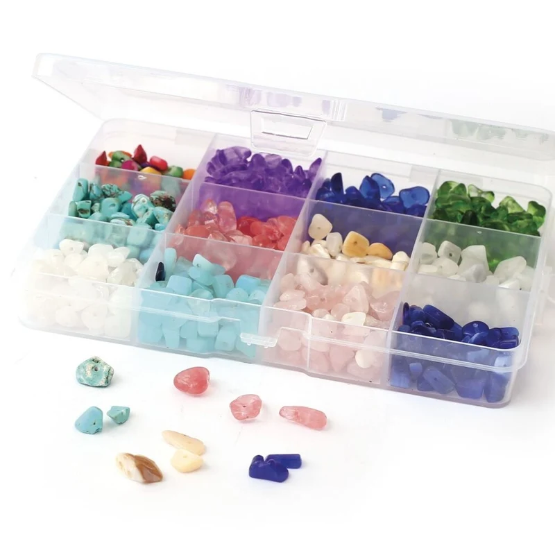 Boîte Perles en Pierre – 12 Types de Pierres pour Bijoux DI
