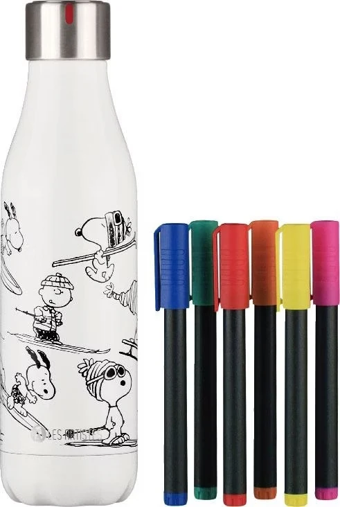 Set Bouteille Isotherme Créative Snoopy 500 ml – À colorier + 6 feutres lavables