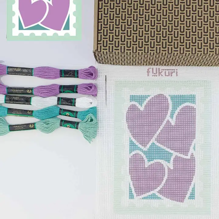 Kit Canevas - DIY - Timbre Coeurs