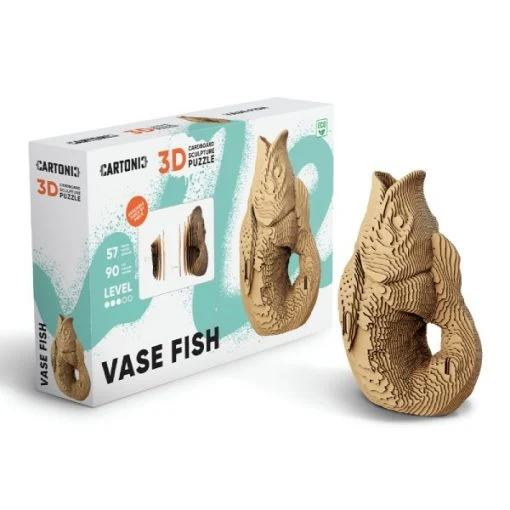 Puzzle 3D Vase Poisson – Sculpture en Carton Recyclé CARTONIC