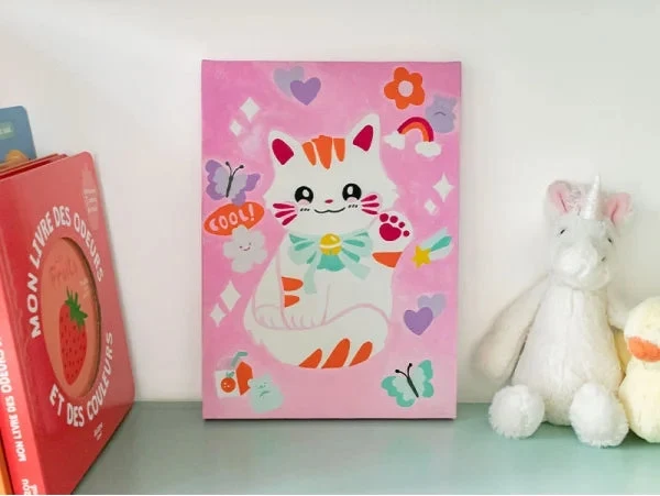 Petit Pinceau Kids Maneki Neko – Peinture au Numéro Enfant dès 6 Ans | Chat Porte-Bonheur Japonais