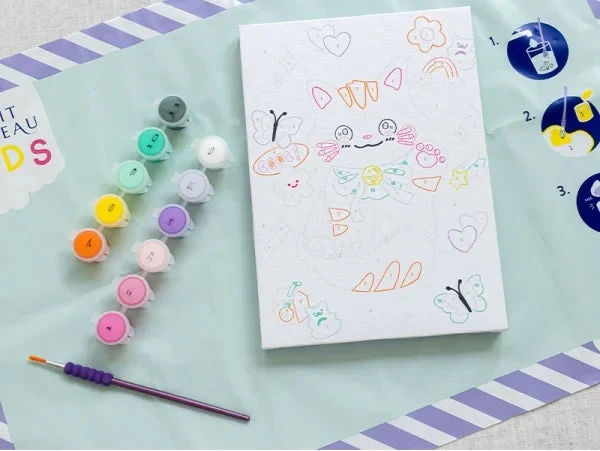 Petit Pinceau Kids Maneki Neko – Peinture au Numéro Enfant dès 6 Ans | Chat Porte-Bonheur Japonais