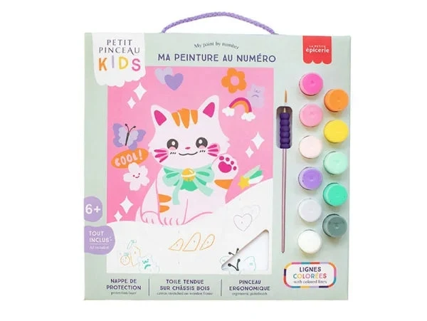 Petit Pinceau Kids Maneki Neko – Peinture au Numéro Enfant dès 6 Ans | Chat Porte-Bonheur Japonais