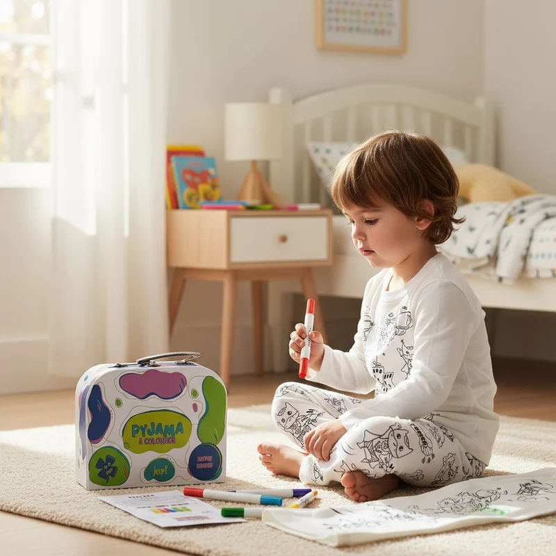 Pyjama à colorier Super Héros – Garçon | Coffret créatif JOY! avec feutres lavables