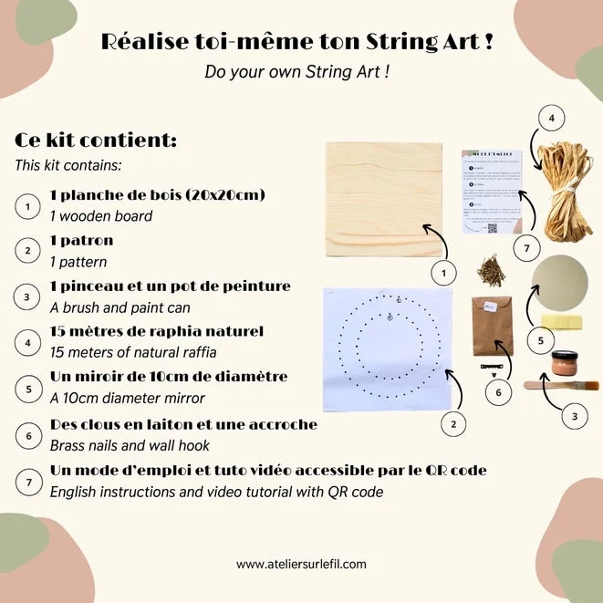 Kit DIY - String Art - Miroir Ocre | Kits d'artisanat