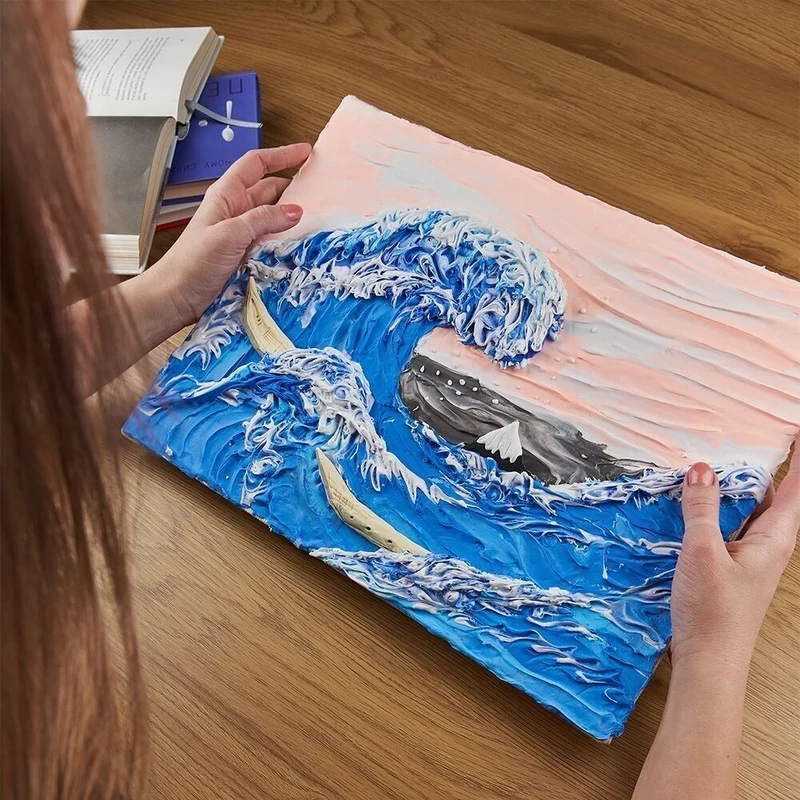 Okto Clay DIY 3D Artwork avec de l'argile mousse, Big Wave à Kanagawa