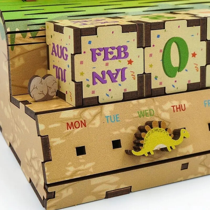 Calendrier de puzzle en bois bricolage, fête jurassique