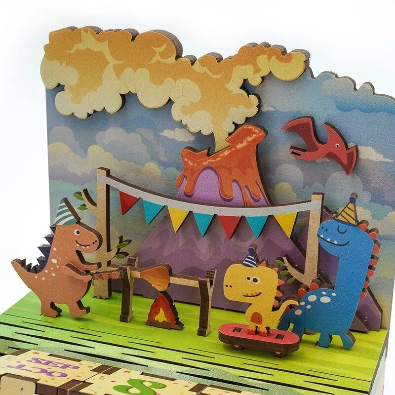Calendrier de puzzle en bois bricolage, fête jurassique