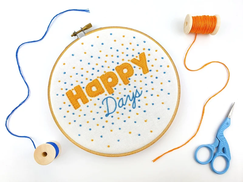 Kit de broderie à la main Happy Days Hoop Art