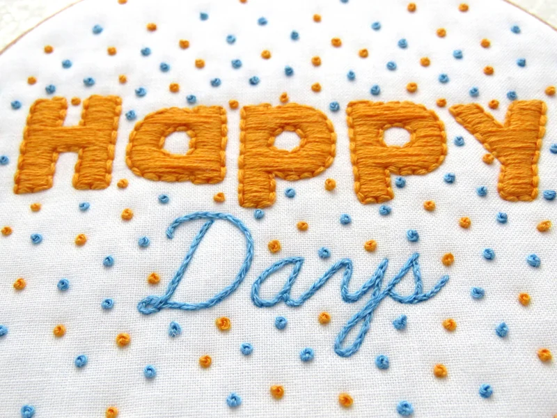 Kit de broderie à la main Happy Days Hoop Art