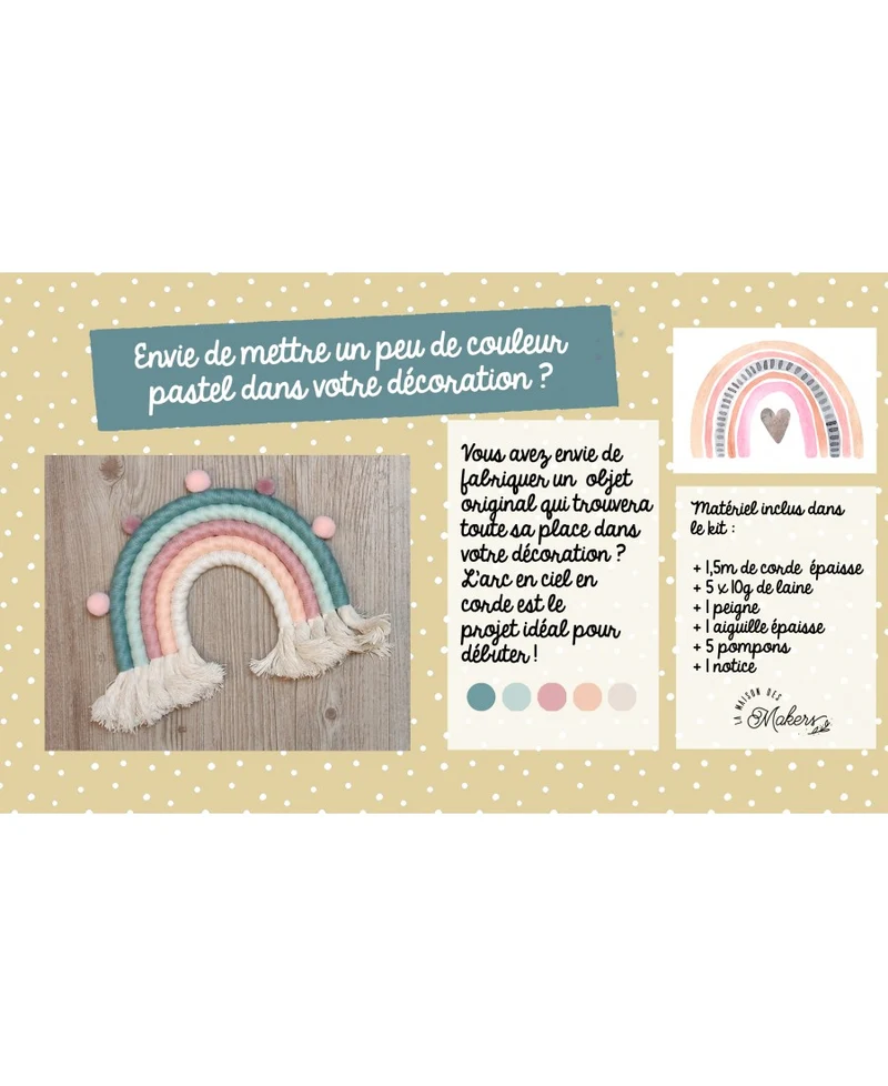 Je fabrique mon arc en ciel en corde - Coloris pastel
