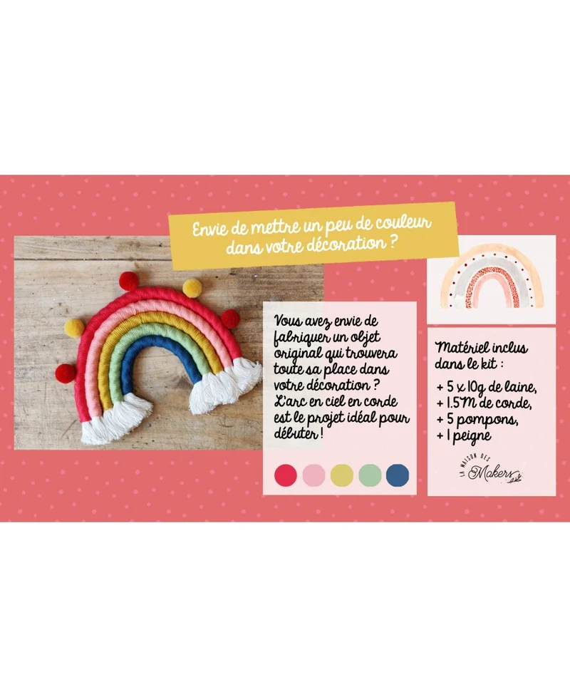 Kit créatif : Je fabrique mon arc en ciel en corde - Coloris Classique