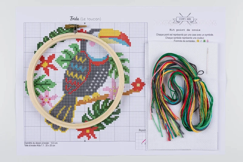 Kit Point de Croix “Bella” – Kit Broderie Débutant avec Tambour Bois