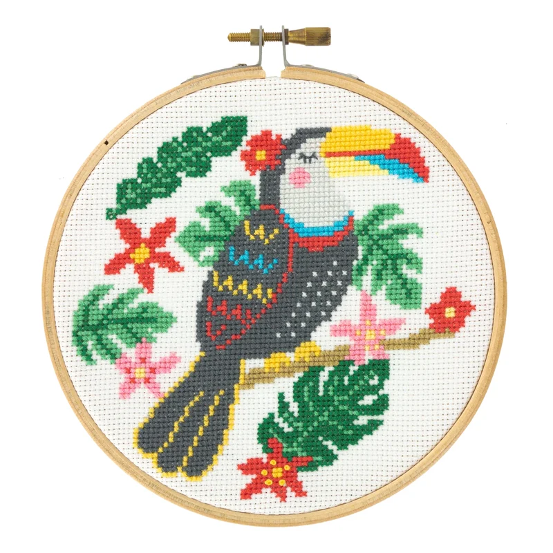Kit Point de Croix “Bella” – Kit Broderie Débutant avec Tambour Bois