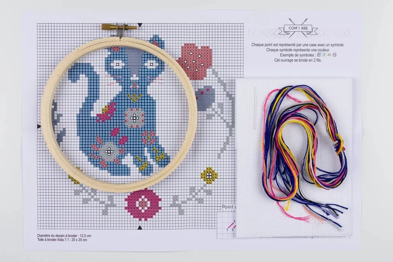 Kit Point de Croix “Cat Folk” – Kit Broderie Débutant Style Folk & Chat