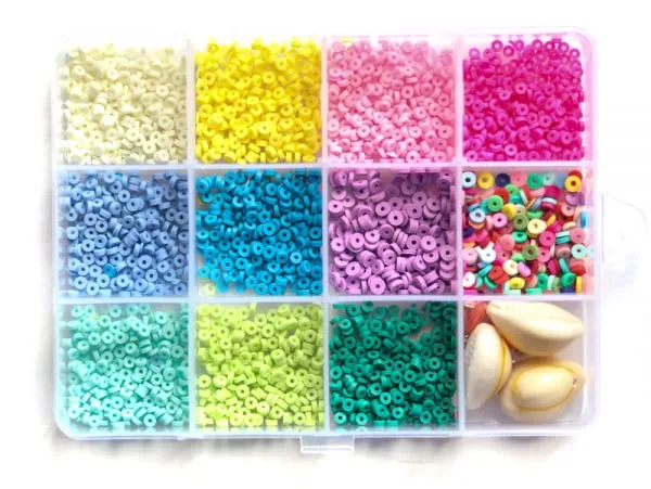 Boîte de 11 Couleurs de Perles Heishi 3 mm + Accessoires – Plus de 1000 Perles