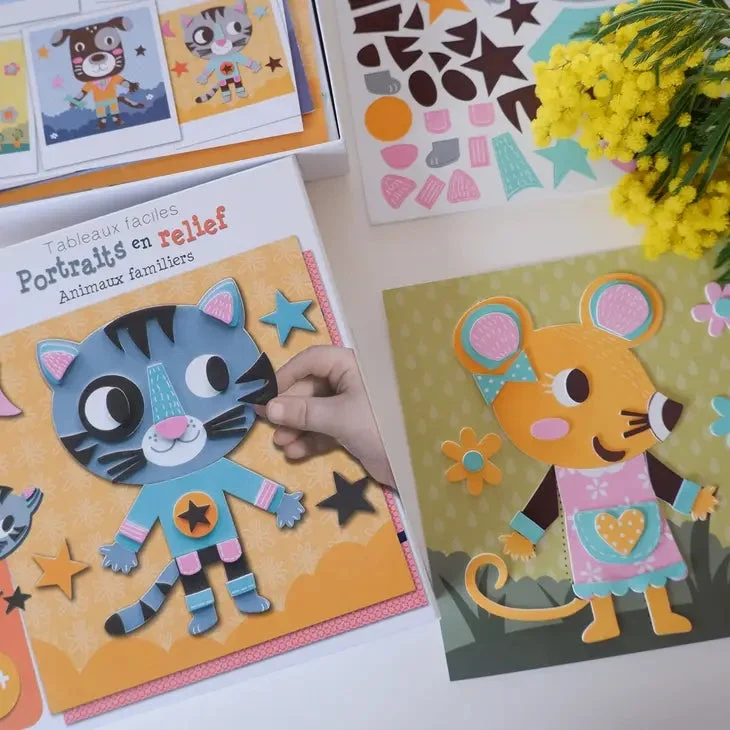 Portraits en relief – Animaux familiers (CREALIGN) | Coffret 5 tableaux