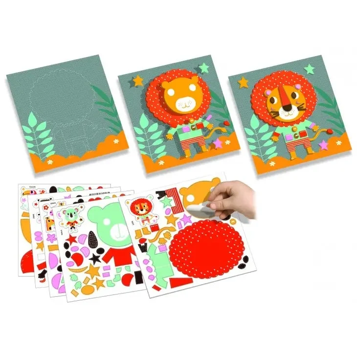Portraits en relief animaux de la savane – Activité créative enfant 3 ans+ – CréaLign’