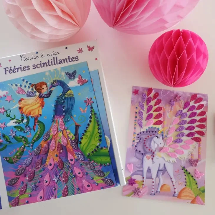 Coffret cartes à créer Féeries scintillantes – 6 cartes créatives enfant 5 ans+ – Créa Lign