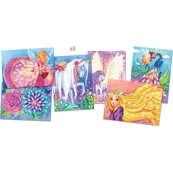 Coffret cartes à créer Féeries scintillantes – 6 cartes créatives enfant 5 ans+ – Créa Lign