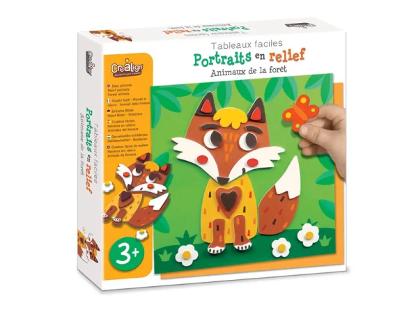 Coffret créatif portraits en relief animaux de la forêt – Activité enfant 3 ans+ – Créa Lign