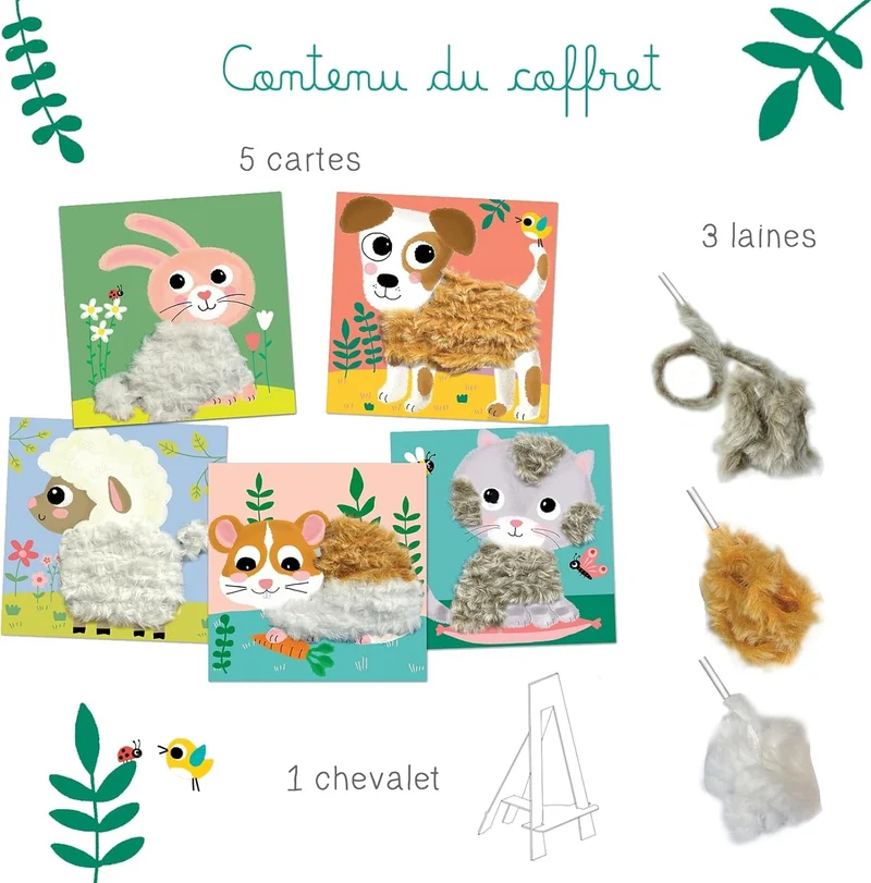 Laine à lacer animaux – Coffret créatif Mes doux compagnons