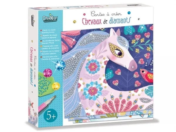 Cartes à créer Chevaux de diamants – Diamond Painting enfant 5 ans+ – Créa Lign