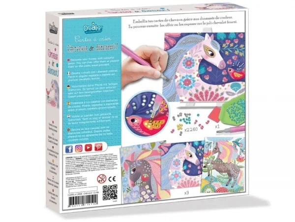 Cartes à créer Chevaux de diamants – Diamond Painting enfant 5 ans+ – Créa Lign