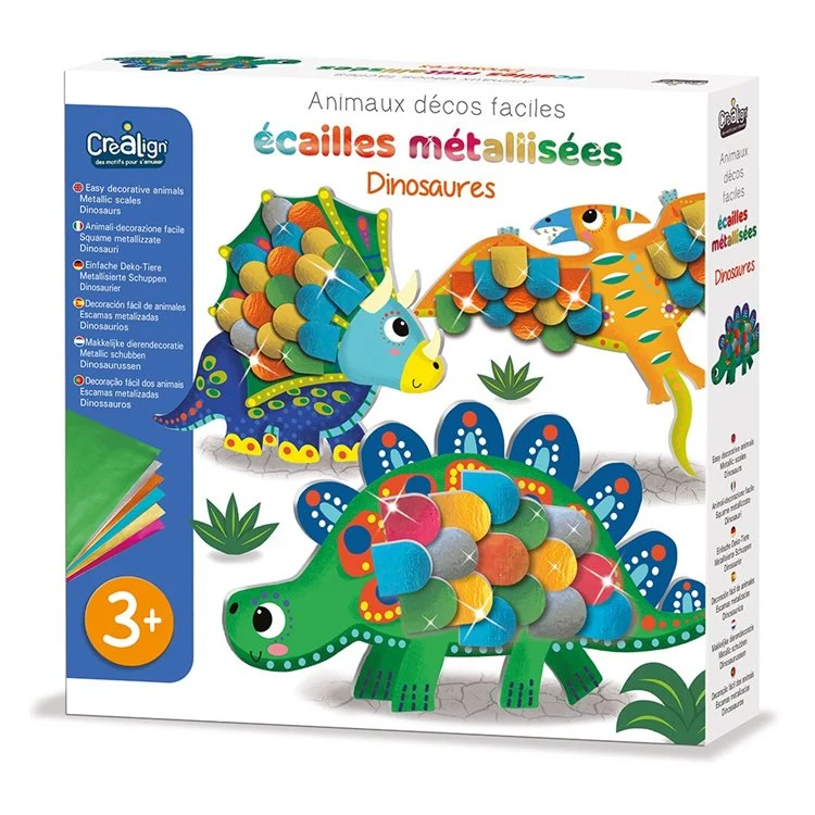 Dinosaures écailles métallisées – Coffret créatif 3D enfant 3 ans+
