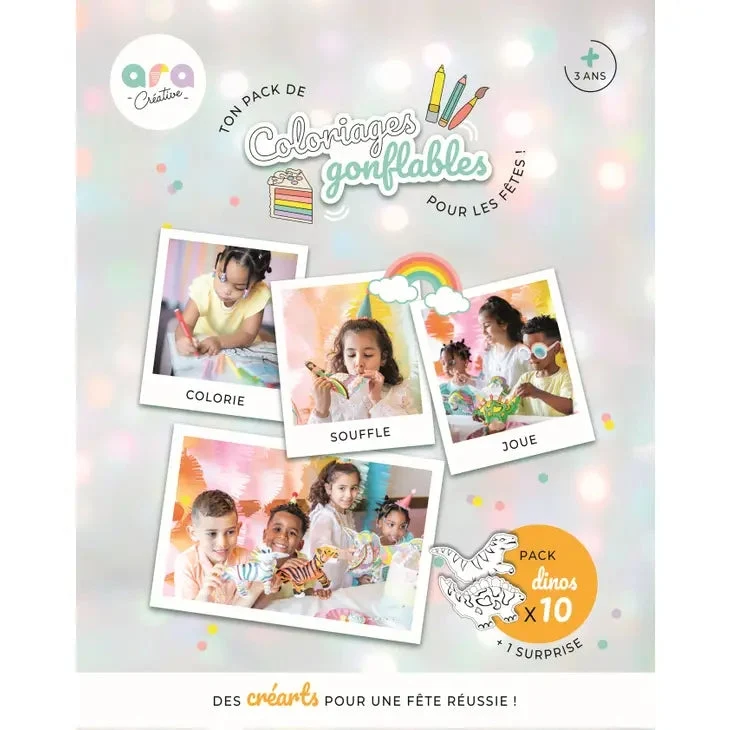 Pack Anniversaire Coloriages Gonflables - Dinos (x10 Créarts gonflables)