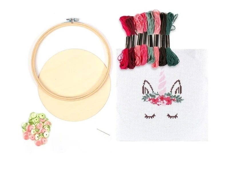 Kit tambour à broder licorne en bois Graine Créative – Kit broderie DIY enfant