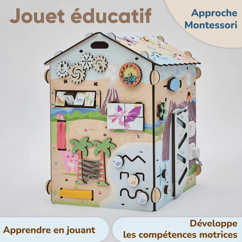 Busy board Maisonnette éducative DINO équipé d'un éclairage