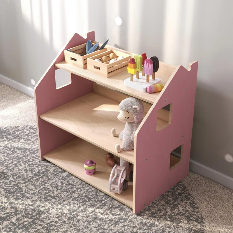 Étagère à jouets - Couleur bleu clair / rose
