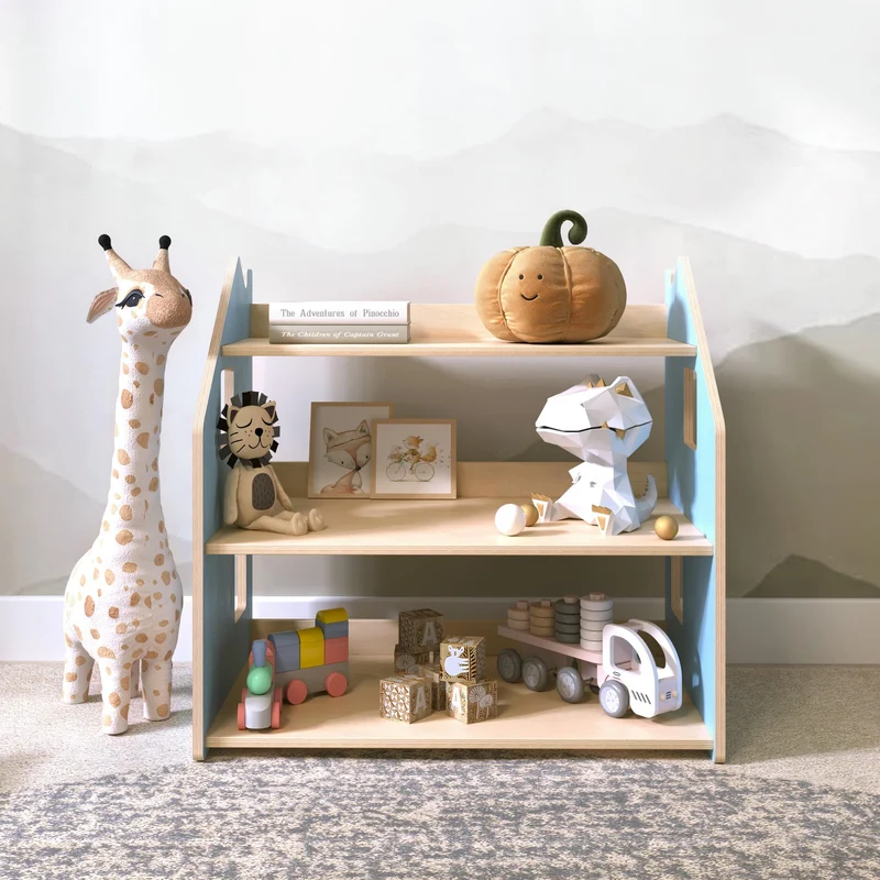 Étagère à jouets - Couleur bleu clair / rose