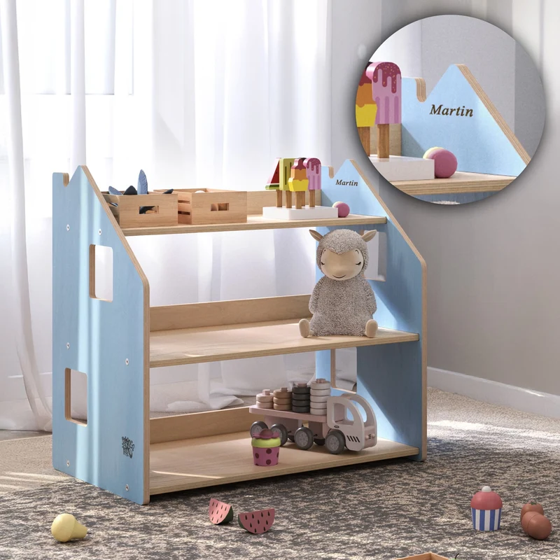 Étagère à jouets - Couleur bleu clair / rose