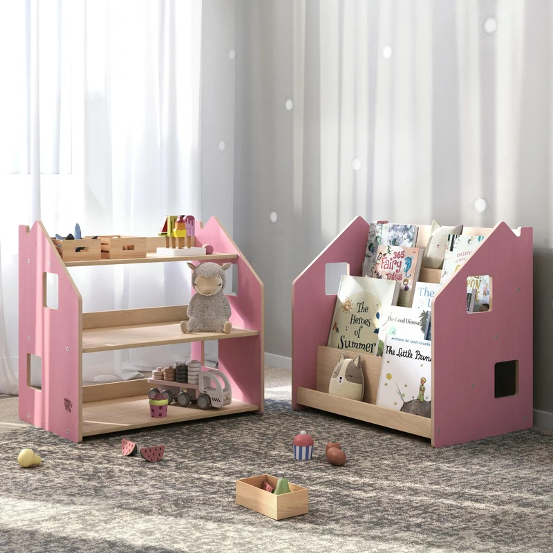 Étagère à jouets - Couleur bleu clair / rose