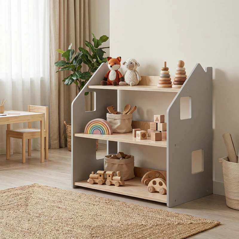 Étagère à jouets - Blanc et Gris