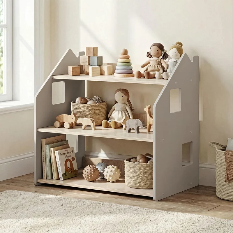 Étagère à jouets - Blanc et Gris