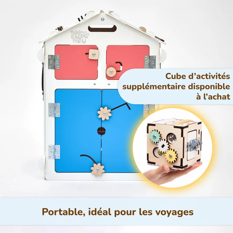 Ensemble - Busy board maisonnette blanche et cube interactif