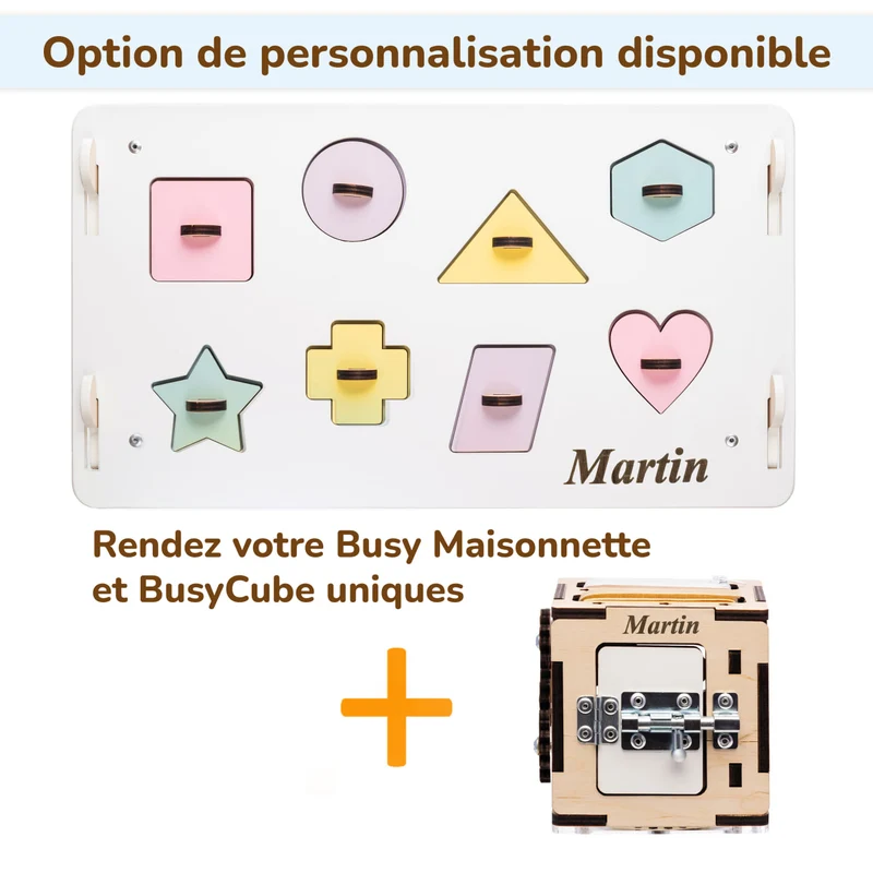 Ensemble - Busy board maisonnette blanche et cube interactif