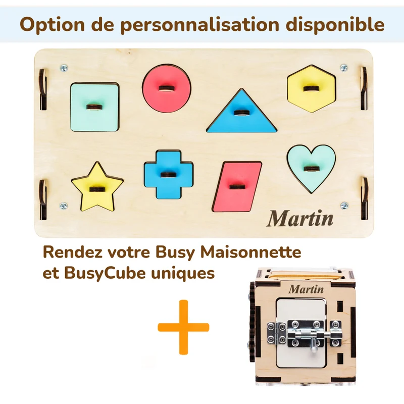 Ensemble - Busy board maisonnette natura et cube interactif