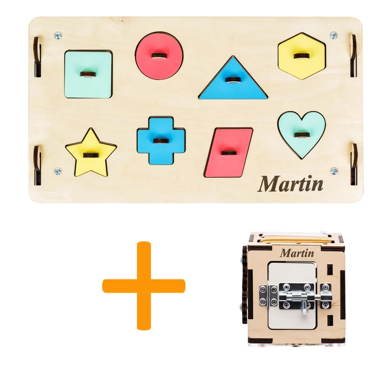 Ensemble - Busy board maisonnette natura et cube interactif