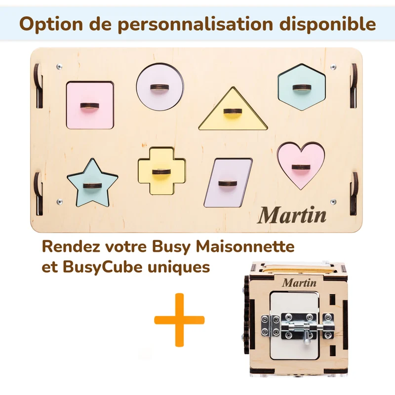Ensemble - Busy board maisonnette natura et cube interactif
