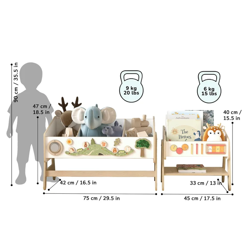 Étagère à jouets / Table + Bibliothèque enfant / Siège LILU