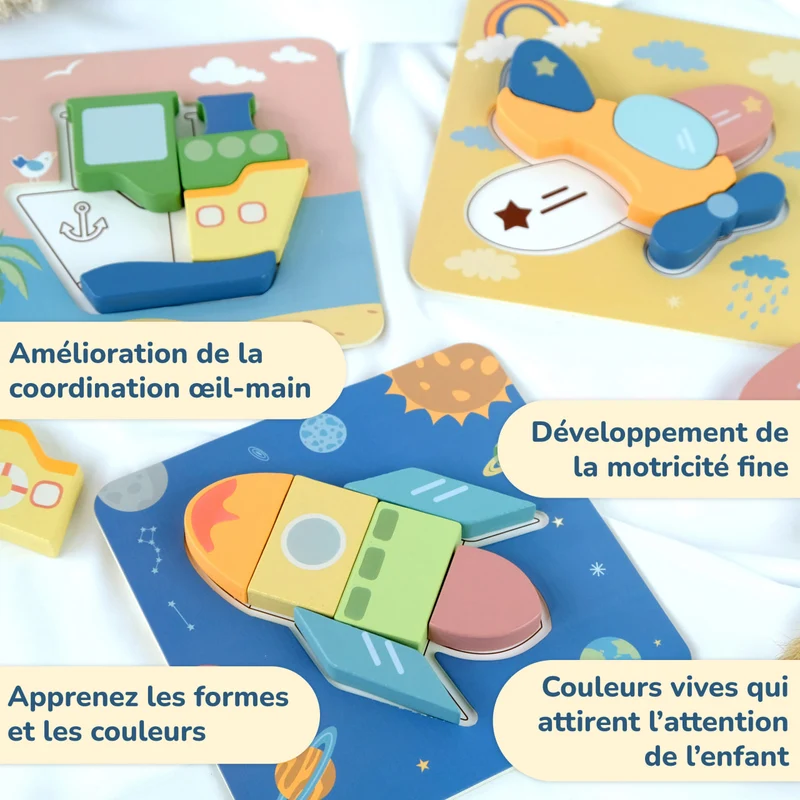 BusyKids Set de puzzles "Transport"