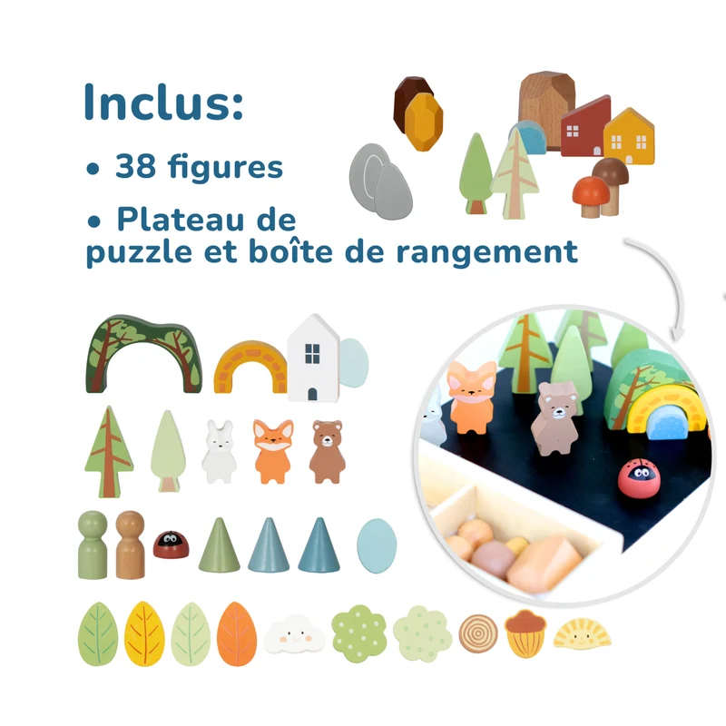 Set de figurines en bois Montessori "La Forêt"