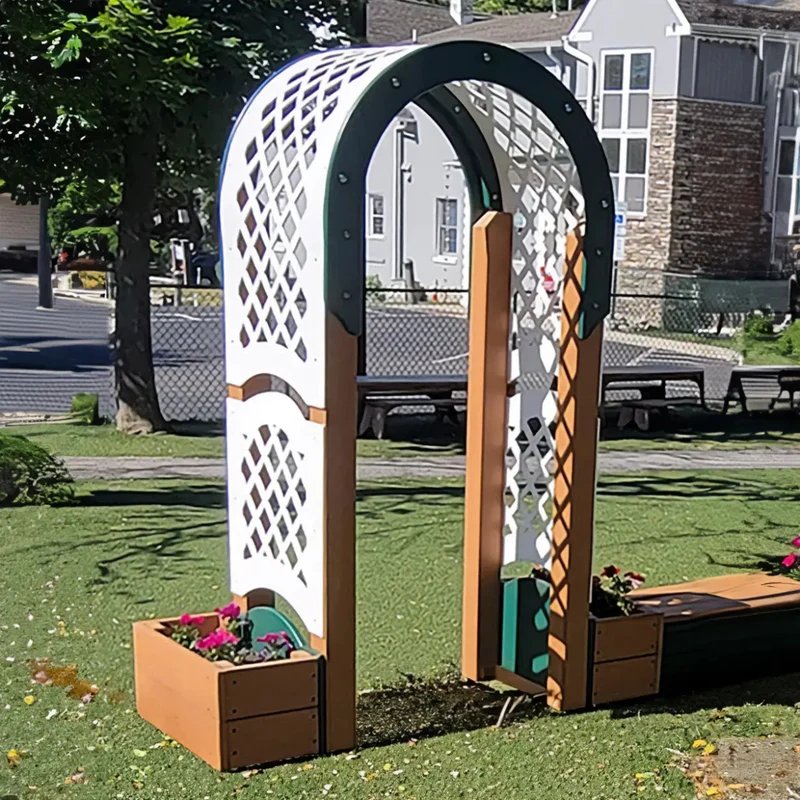 Arched Arbor with Planter Boxes