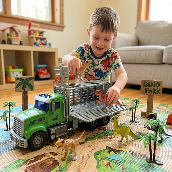 Gros camion transport dinosaure