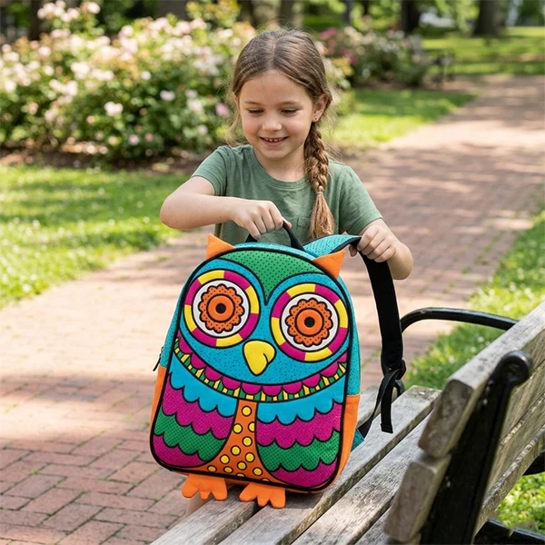 Cartable hibou à colorier