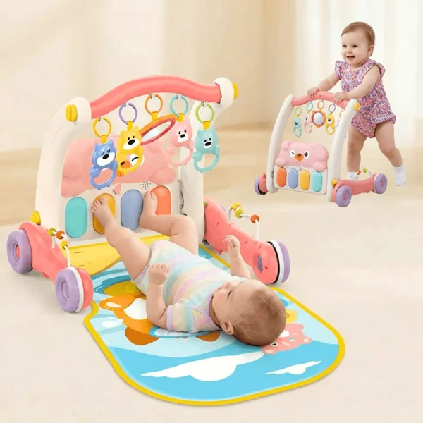 HUANGER - 2 en 1 tapis d'éveil et trotteur Rose